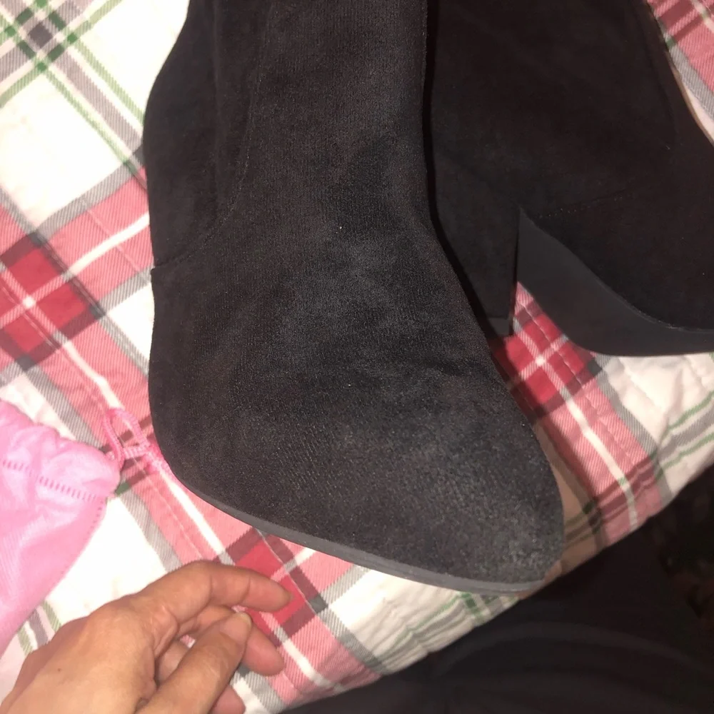 Black Women's Over the Knee High Zip Suede Boots